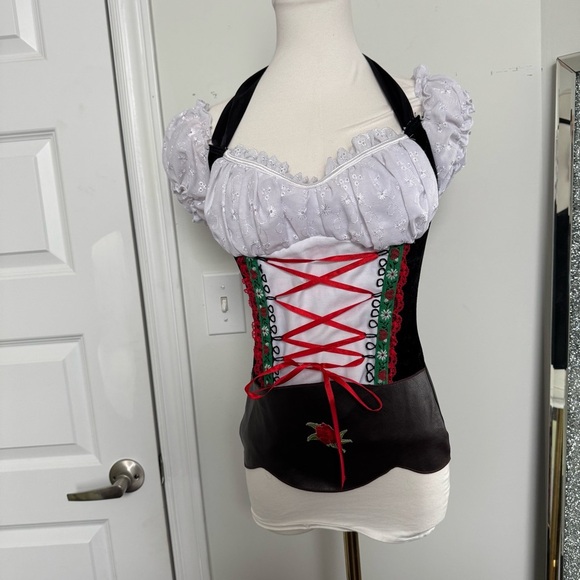 Whimsical vintage inspired dirndl corset top cottagecore oktoberfest S - Picture 2 of 7
